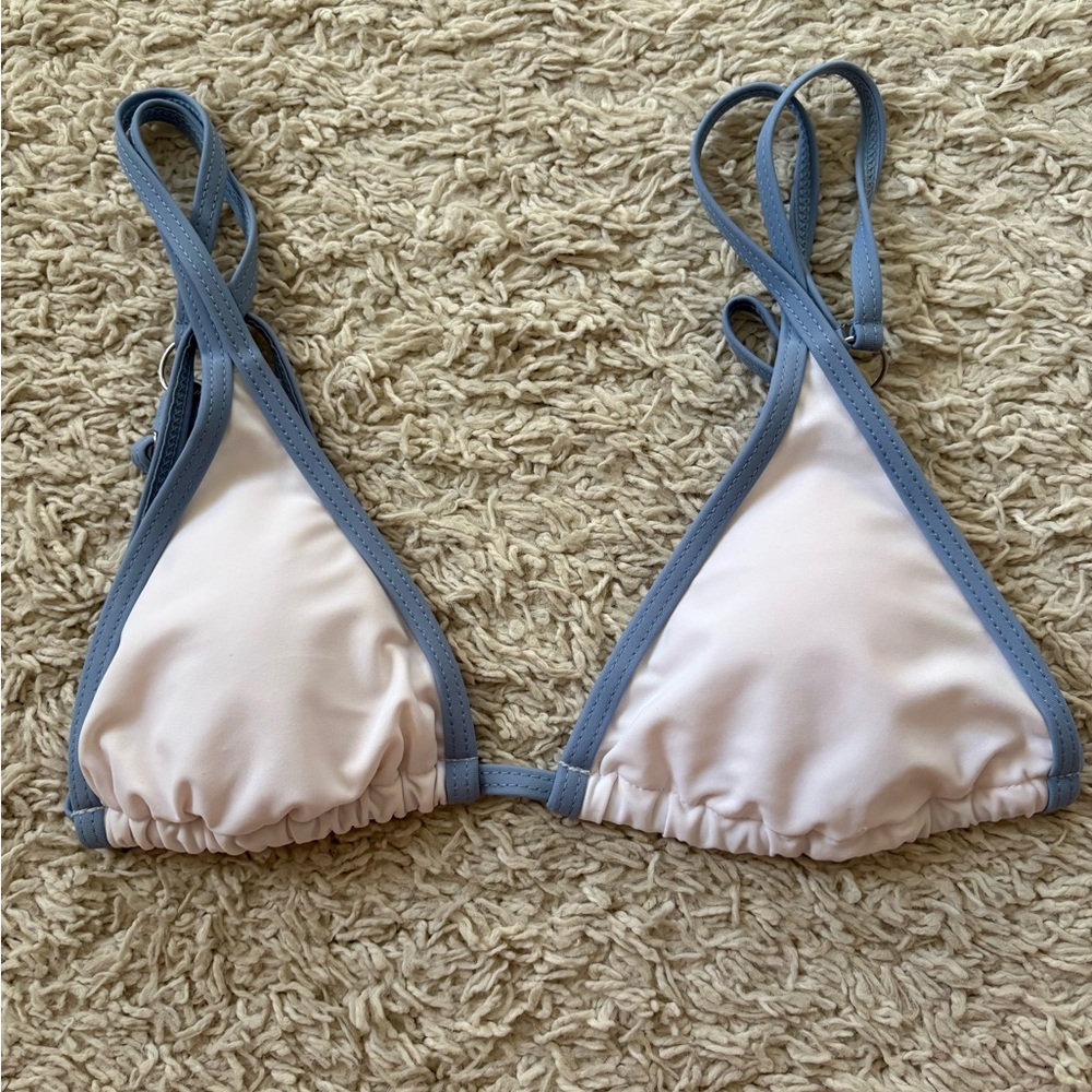 SHEIN Blue and Cream Triangle Bra